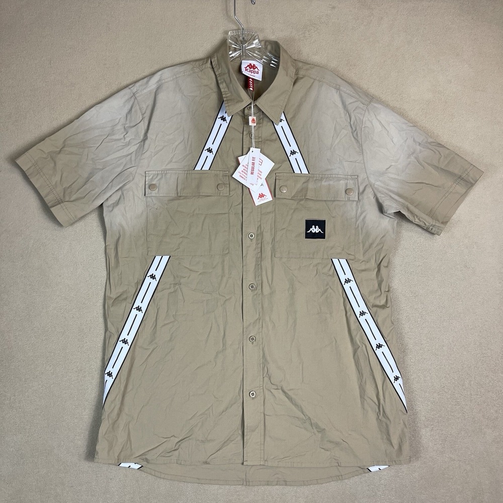 Kappa Shirt Mens Large Authentic JPN Takata Beige Button Down Short Sleeve NEW